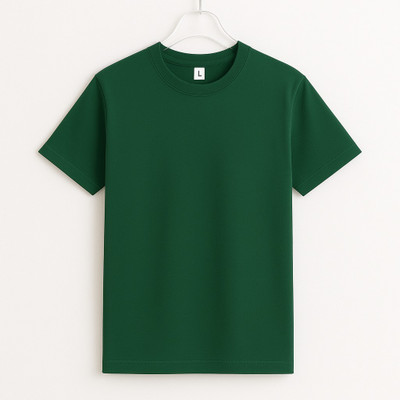 SONI BROS Solid Men Round Neck Dark Green T-Shirt