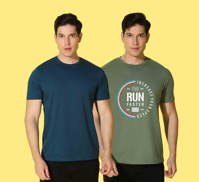 WOOSTRO Solid, Printed Men Round Neck Multicolor T-Shirt