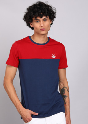 WROGN Colorblock Men Round Neck Red T-Shirt