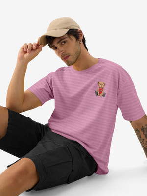 Triptee Graphic Print Men Round Neck Pink T-Shirt