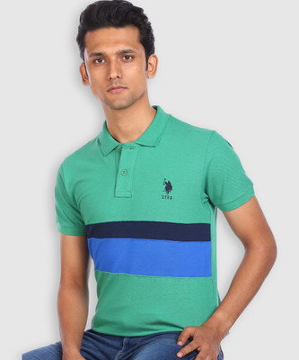 U.S. POLO ASSN. Solid Men Polo Neck Green T-Shirt