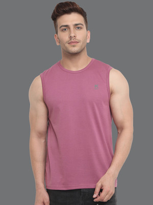 HRX by Hrithik Roshan Solid Men Round Neck Pink T-Shirt