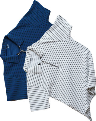 N AND J Striped Men Polo Neck White, Blue T-Shirt