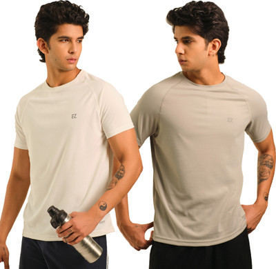 Sirtex Eazy Solid Men Round Neck Grey, White T-Shirt