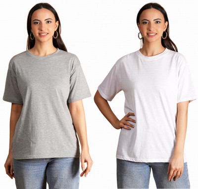 METRONAUT Solid Women Round Neck Multicolor T-Shirt