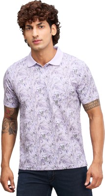 PARK AVENUE Printed Men Polo Neck Purple T-Shirt