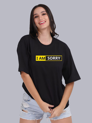 Moda Rapido Graphic Print Women Round Neck Black T-Shirt