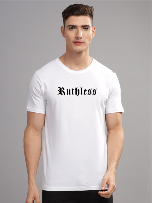 ADRO Printed Men Round Neck White T-Shirt