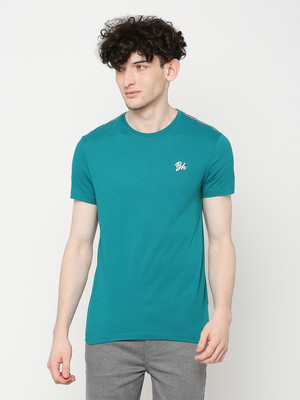 BEING HUMAN Solid Men Round Neck Green T-Shirt