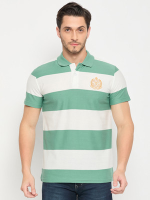 DUKE Striped Men Polo Neck Multicolor T-Shirt