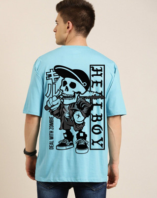 Clickwell Trending Typography, Printed Men Round Neck Blue T-Shirt