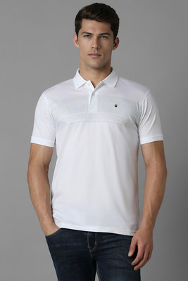 VAN HEUSEN Solid Men Polo Neck White T-Shirt