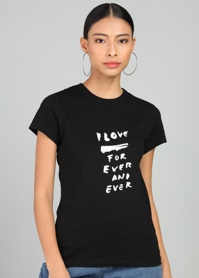 DIESEL Printed Women Round Neck Black T-Shirt