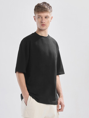NOBERO Graphic Print Men Round Neck Black T-Shirt