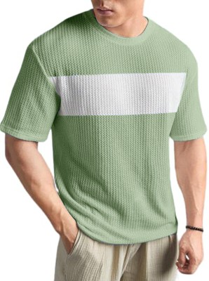 Force Solid Men Round Neck Light Green, White T-Shirt