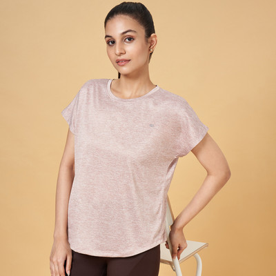 Ajile By Pantaloons Printed Women Round Neck Pink T-Shirt