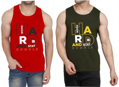 WOOSTRO Graphic Print Men Scoop Neck Red, Dark Green T-Shirt