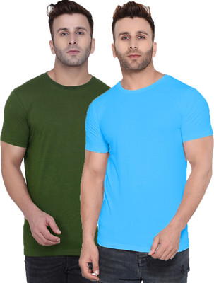 Kroptee Solid Men Round Neck Multicolor T-Shirt