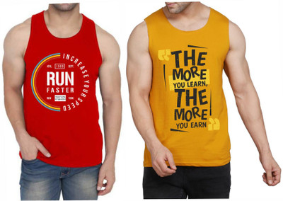 Restore Printed Men Scoop Neck Red, Brown, Multicolor T-Shirt