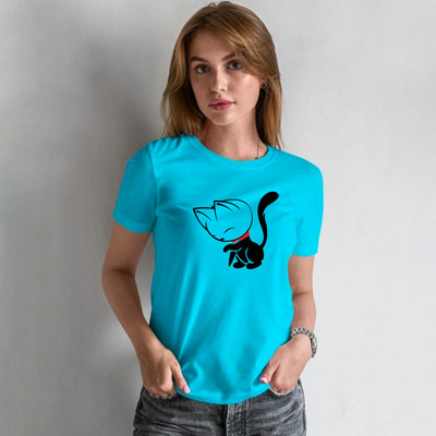 Trendtee Printed Women Round Neck Blue T-Shirt