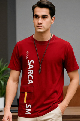 Autna Printed Men Round Neck Red T-Shirt