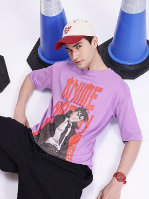 Kook N Keech Printed Men Round Neck Purple T-Shirt