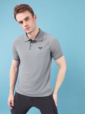 TECHNOSPORT Self Design Men Polo Neck Grey T-Shirt