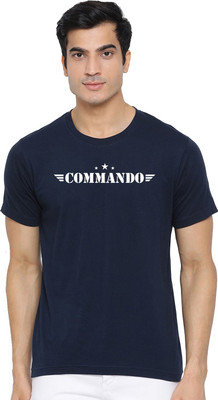 Aman Textile Printed Men Round Neck Dark Blue T-Shirt