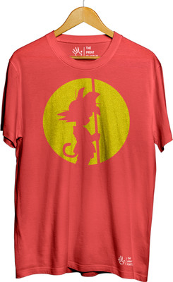 THE PRINT PLATTER Printed Men Round Neck Red T-Shirt