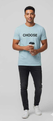 Rachmun enterprises pvt ltd Solid, Graphic Print, Typography Men Round Neck Light Blue T-Shirt