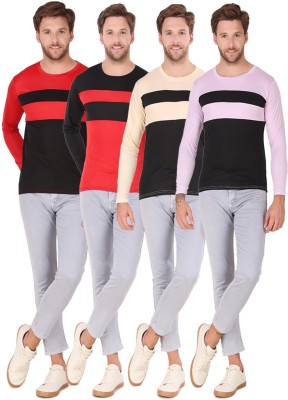 Aru Fashion Striped Men Round Neck Multicolor T-Shirt