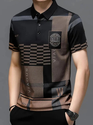 ENDGAME Printed Men Polo Neck Black T-Shirt