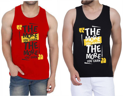 Restore Printed Men Scoop Neck Red, Black, Multicolor T-Shirt
