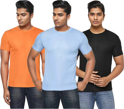 Expert Choice Solid Men Round Neck Multicolor T-Shirt