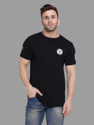 Trendfull Printed Men Round Neck Black T-Shirt