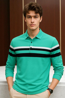 Bolderift Solid Men Polo Neck Green T-Shirt