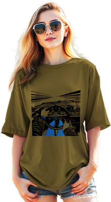 AUSK Printed Women Round Neck Green T-Shirt