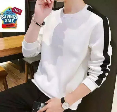 Clickwell Trend Solid Men Round Neck Reversible Silver T-Shirt