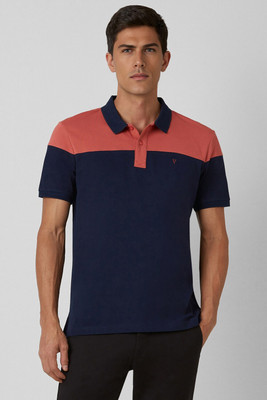 VAN HEUSEN Colorblock Men Polo Neck Blue, Pink T-Shirt