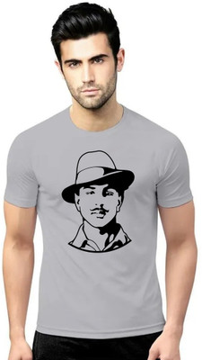 ManGOD Printed Men Round Neck Grey T-Shirt
