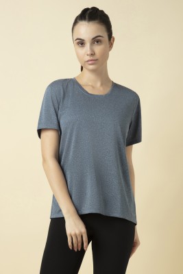 VAN HEUSEN Solid Women Round Neck Blue T-Shirt