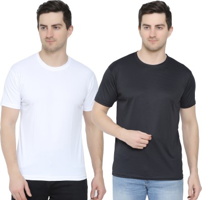 YUALIN CREATION Solid Men Round Neck Black T-Shirt