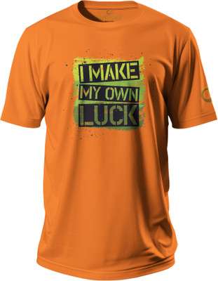 Enciger Printed Men Round Neck Orange T-Shirt