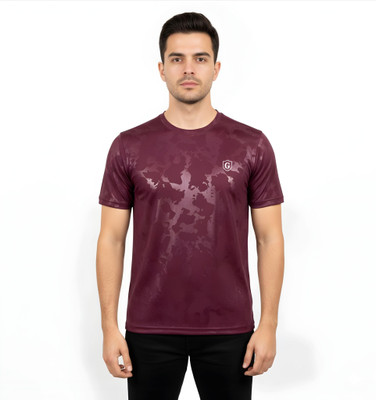 Gur Style Self Design Men Round Neck Red T-Shirt