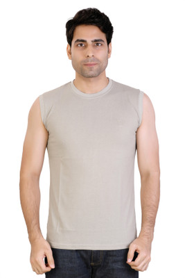 AWACK Solid Men Round Neck Grey T-Shirt
