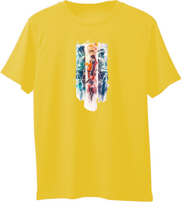 VIRAJ VINTAGE Solid Men Round Neck Yellow T-Shirt