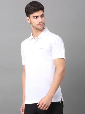 LOUIS STITCH Solid Men Polo Neck White T-Shirt