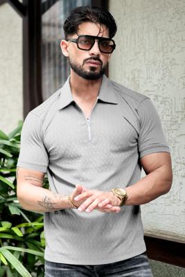 Manlino Solid Men Round Neck Grey T-Shirt