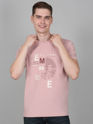 CANTABIL Printed Men Round Neck Pink T-Shirt
