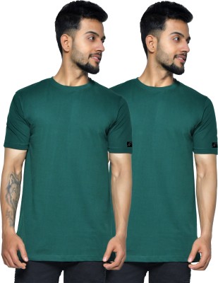 Subh Creations Solid Men Round Neck Green T-Shirt